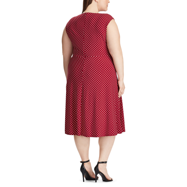 Dark Raspberry/Colonial C Jersey Fit-and-Flare Dress Lauren Woman 3