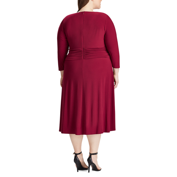 Jersey-Wickelkleid mit Zierknoten Lauren Woman in Dunkles Himbeerrot 3