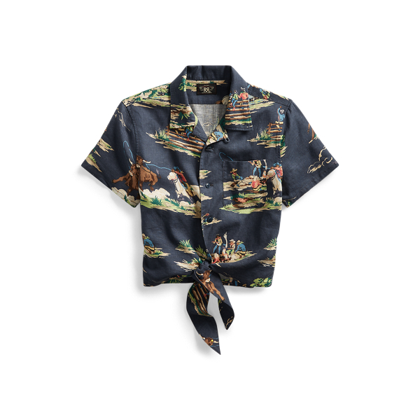 Western-Print Tie Camp Shirt RRL em 1