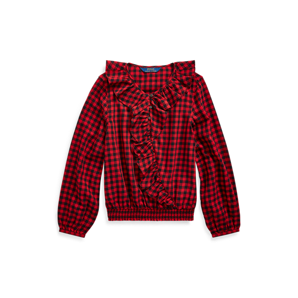 Ruffled Cotton Twill Top Girls 7-14 Years in 1