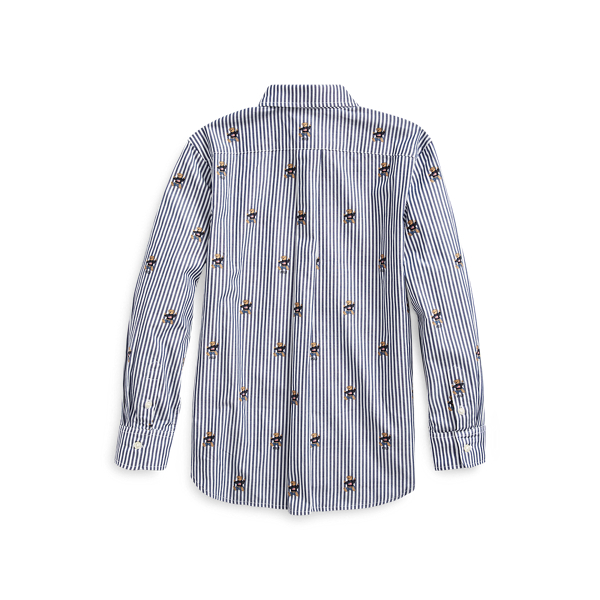 Navy White Polo Bear Cotton Shirt Girls 7-16 2