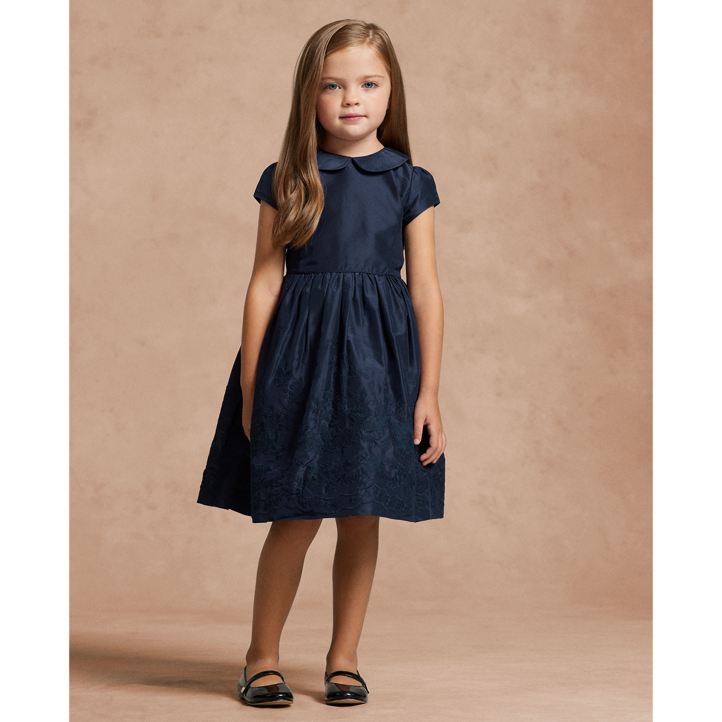 Детское платье Ralph Lauren Embroidered Silk, цвет: Тёмно-синий — фото 5