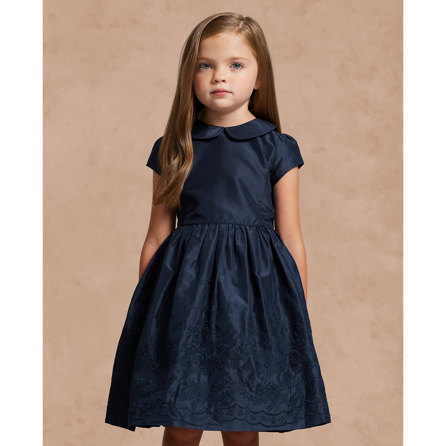 Детское платье Ralph Lauren Embroidered Silk, цвет: Тёмно-синий — фото 4