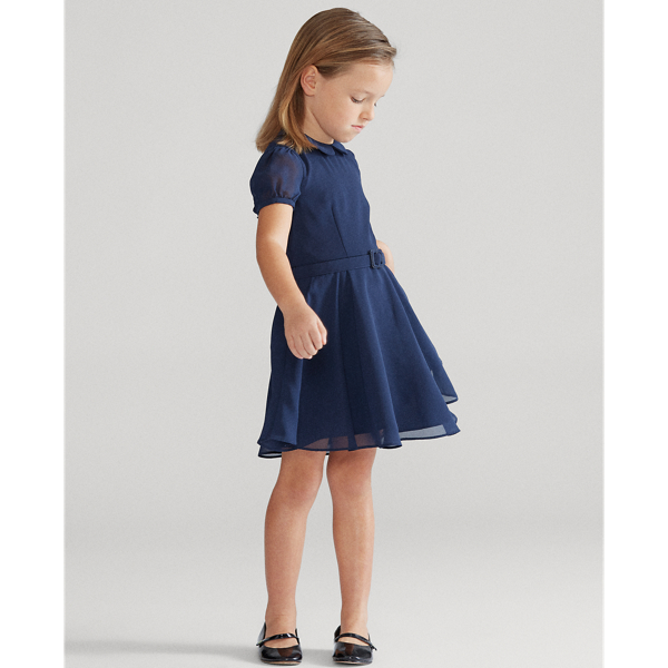 Refined Navy Belted Chiffon Dress Girls 2-6x 4