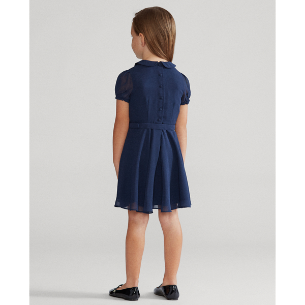 Refined Navy Belted Chiffon Dress Girls 2-6x 5
