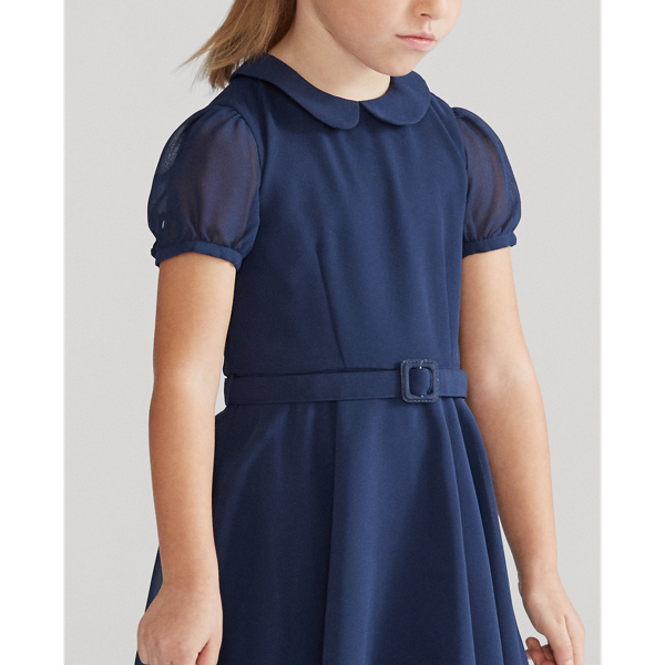 Refined Navy Belted Chiffon Dress Girls 2-6x 6