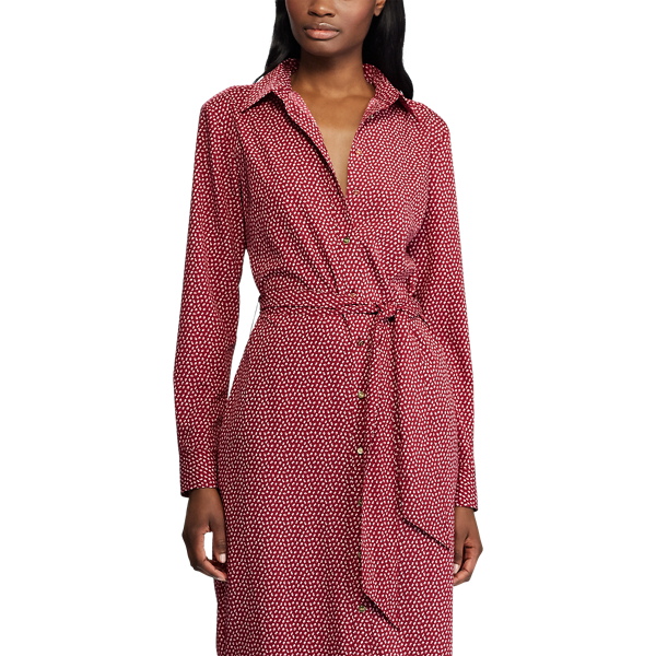 Robe-chemise en cr&ecirc;pe imprim&eacute;e Lauren en Framboise fonc&eacute; multi 4