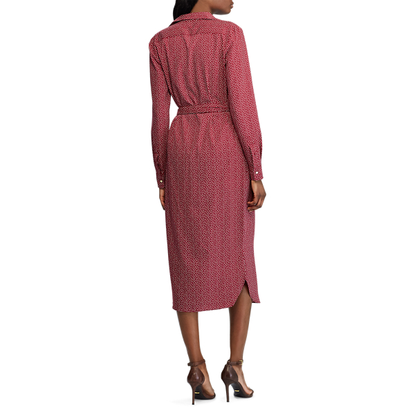 Robe-chemise en cr&ecirc;pe imprim&eacute;e Lauren en Framboise fonc&eacute; multi 5