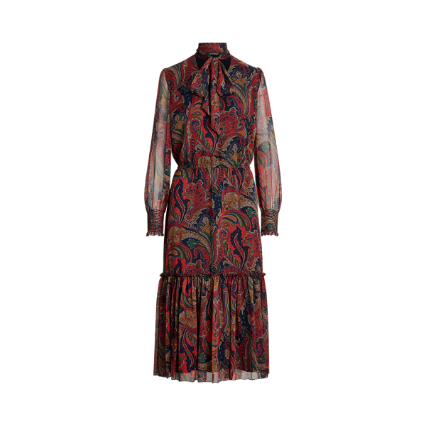 Georgette Tie-Neck Dress Lauren 1