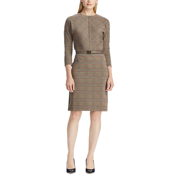 Black Multi Plaid Ponte Dress Lauren 3