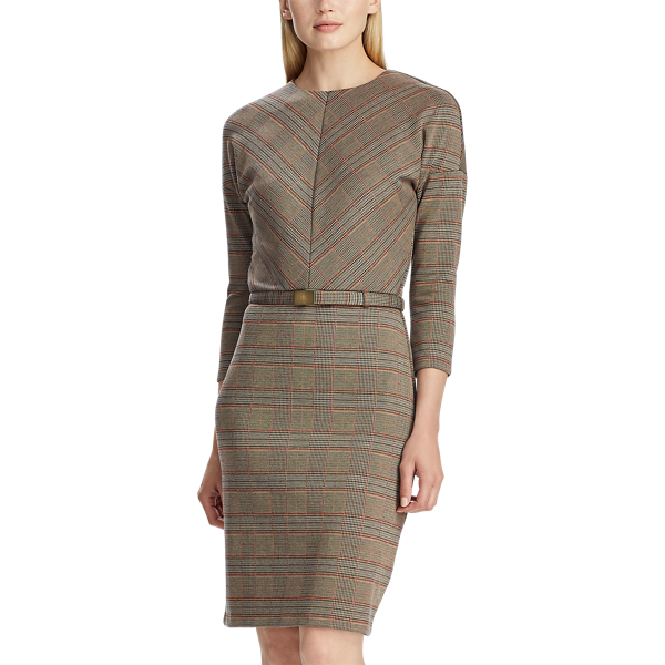 Black Multi Plaid Ponte Dress Lauren 4