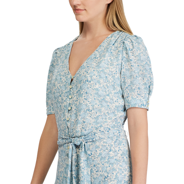 Mascarpone Cream Multi Floral-Print Georgette Dress Lauren 4