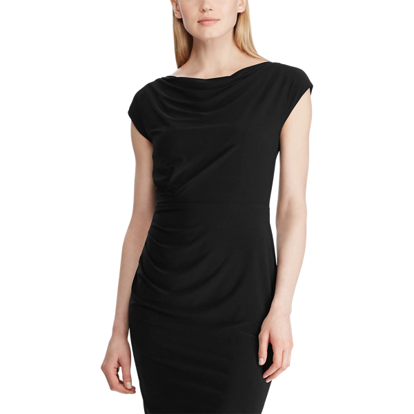 Black Cowlneck Jersey Dress Lauren 3