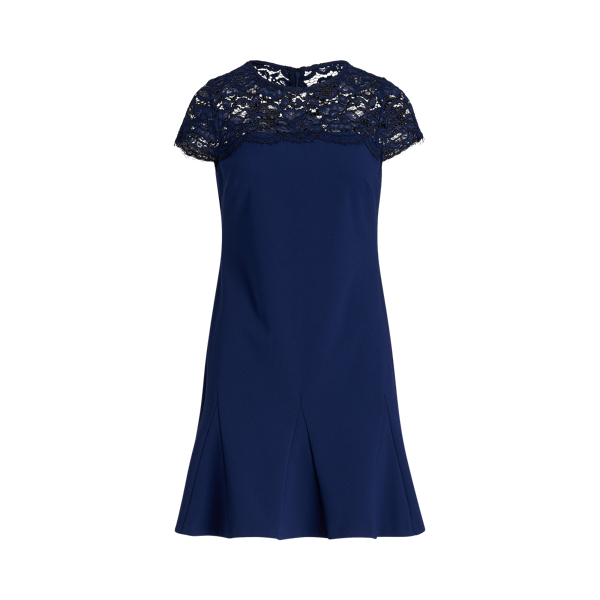 Lace-Yoke Crepe Dress