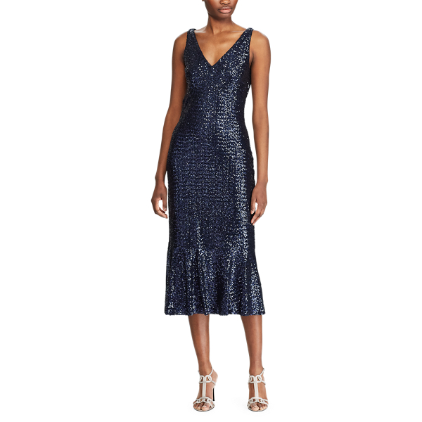 Lighthouse Navy Sequinned Cocktail Dress Lauren 3