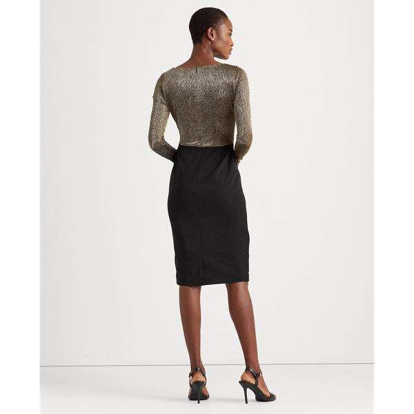 Black Metallic-Bodice Jersey Dress Lauren 6