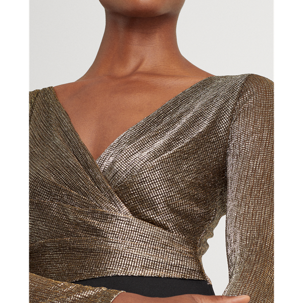 Black Metallic-Bodice Jersey Dress Lauren 7