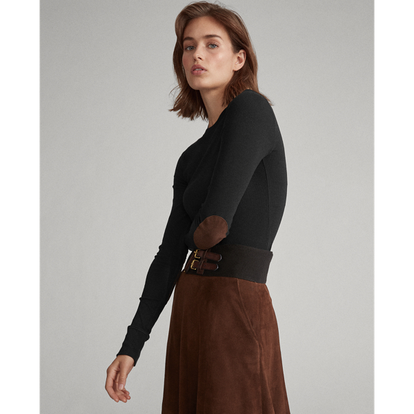 Black Elbow-Patch Rib-Knit Top Polo Ralph Lauren 4