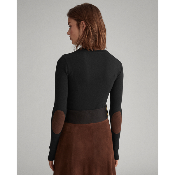 Black Elbow-Patch Rib-Knit Top Polo Ralph Lauren 5