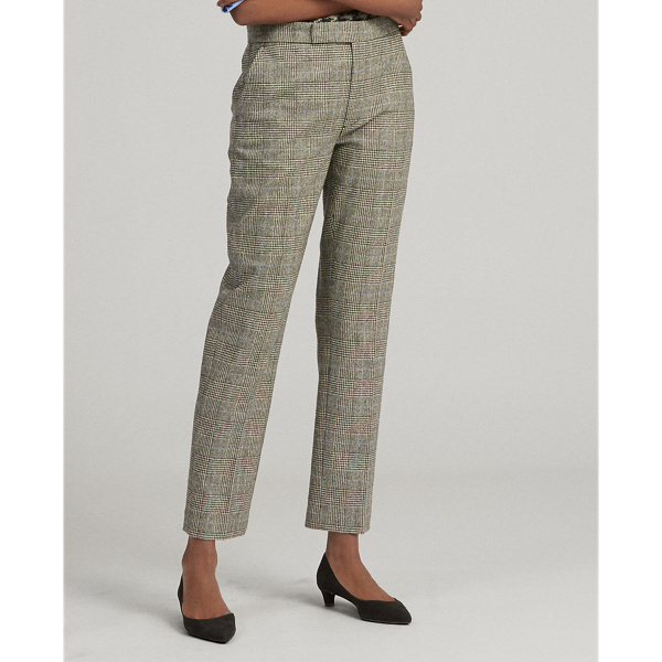 Pantalon en laine m&eacute;lang&eacute;e prince-de-galles
