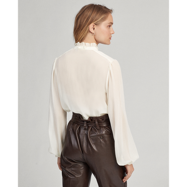 Ruffle-Trim Silk Shirt
