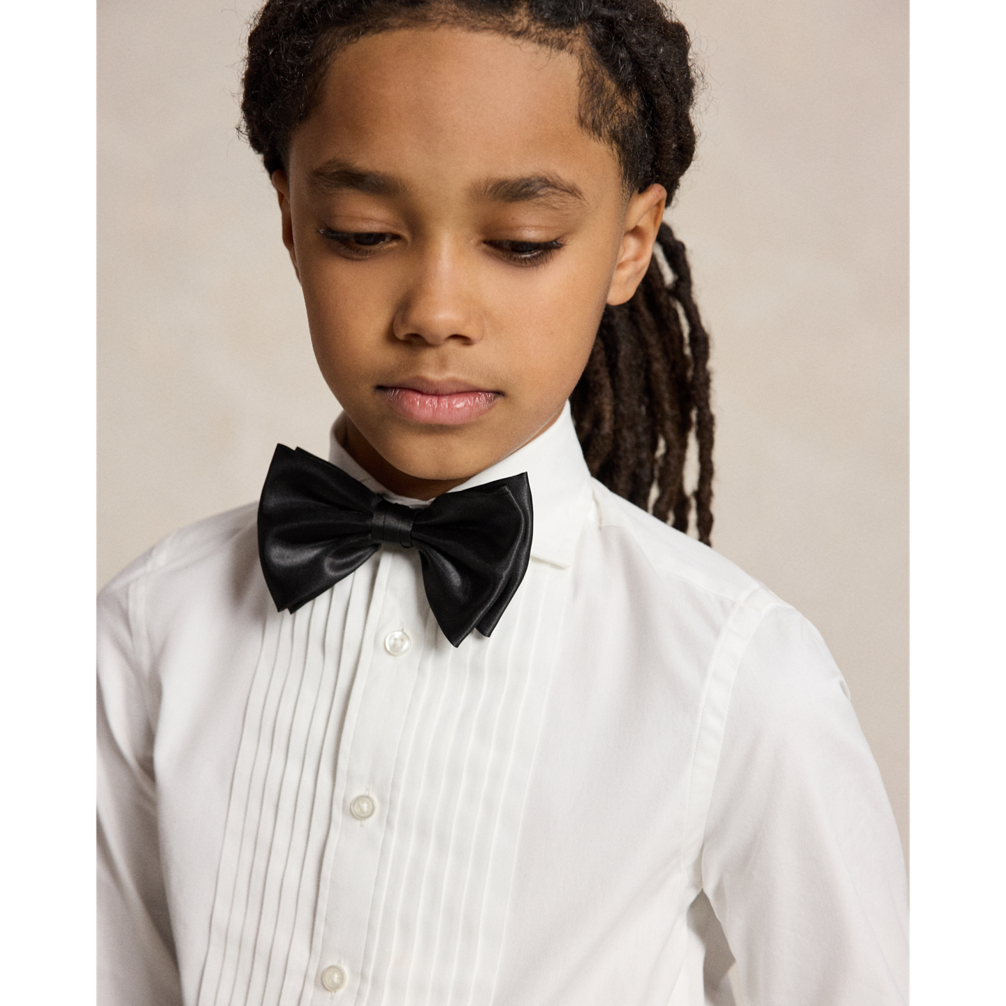 Детская рубашка Ralph Lauren Slim Fit Cotton Poplin Tuxedo, цвет: Белый — фото 3