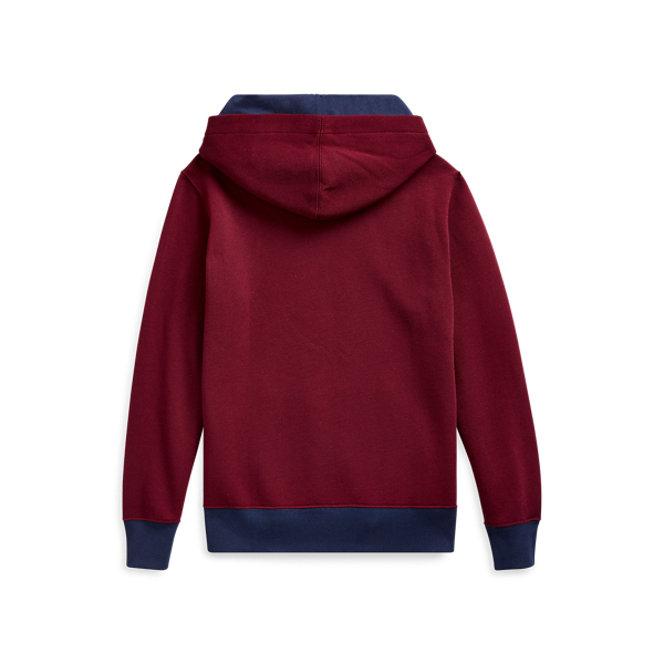 Classic Wine Football Bear Fleece Hoodie Boys 8-20 2