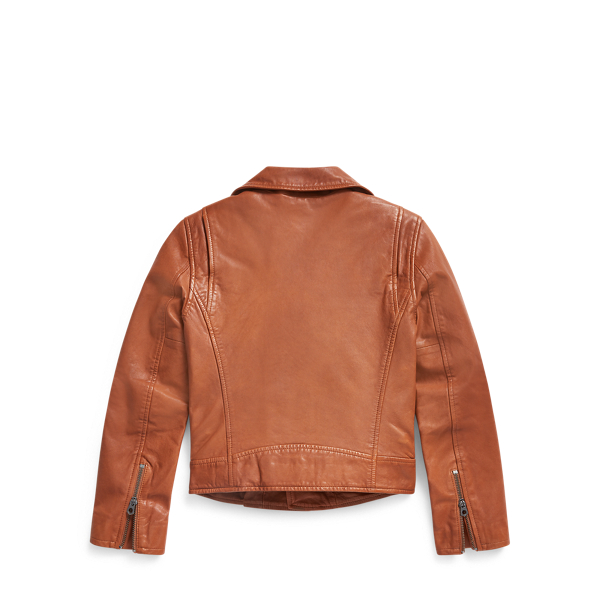 Brown Leather Moto Jacket Girls 7-16 2
