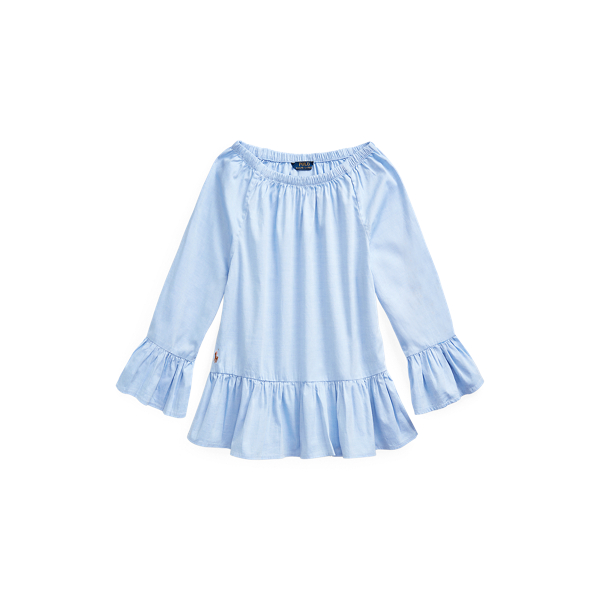 Cotton Oxford Bell-Sleeve Top