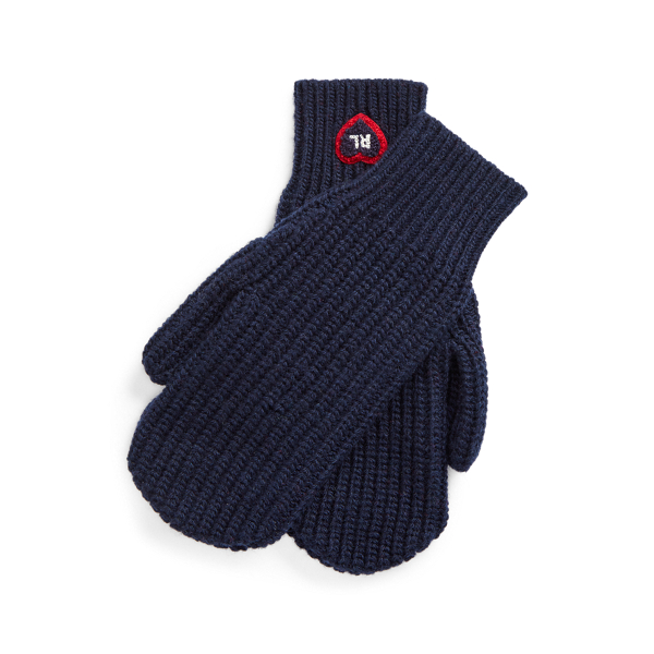Heart-Patch Wool-Blend Mittens Girls 7-14 Years in 1