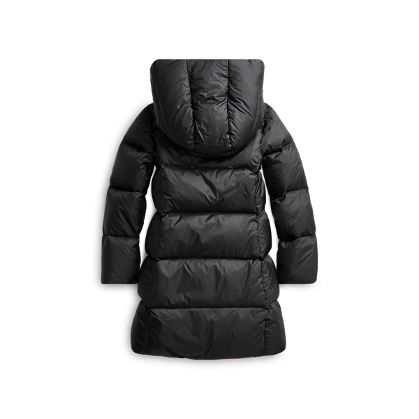 Polo Black Quilted Down Long Coat Girls 7-16 2