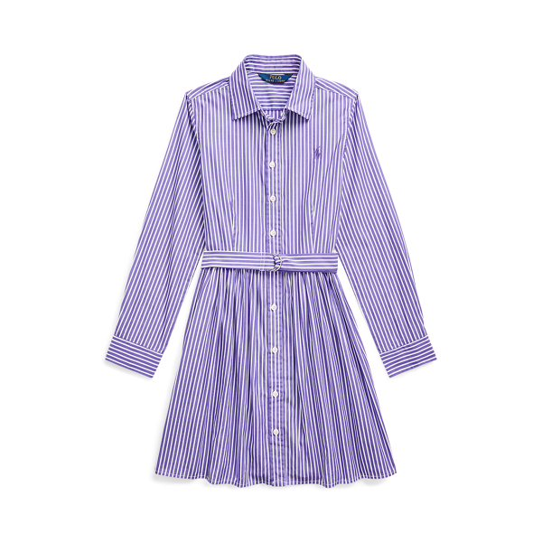 Purple/White Striped Cotton Shirtdress Girls 7-16 1