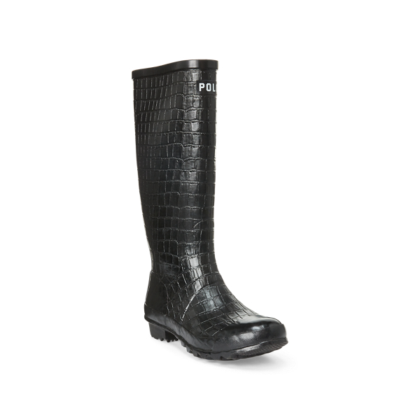 Black Julie Crocodile Rain Boot Polo Ralph Lauren 3