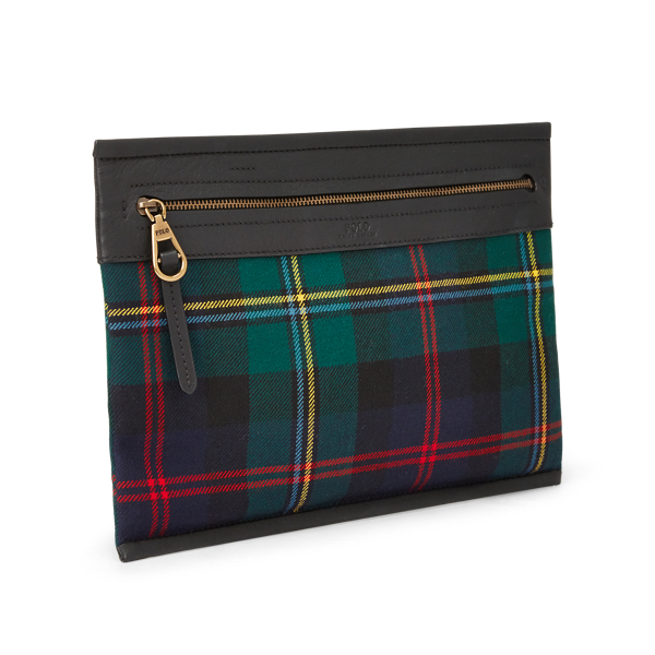 Green Multi Tartan-Print Wool Pouch Polo Ralph Lauren 2