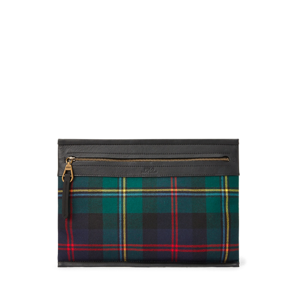 Pochette in lana con stampa tartan