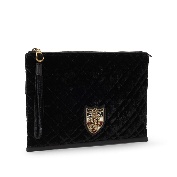 Black Quilted Velvet Pouch Polo Ralph Lauren 2
