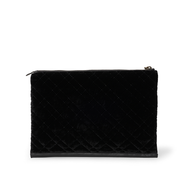Black Quilted Velvet Pouch Polo Ralph Lauren 3