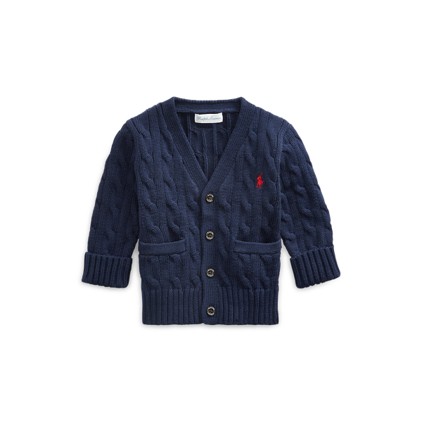 Cable-Knit Cotton V-Neck Cardigan Baby Boy 1