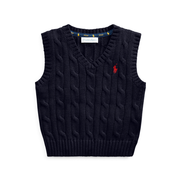 Cable-Knit Cotton Sleeveless Jumper Baby Boy 1