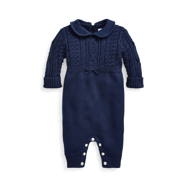 Aran-Knit Cotton Coverall Baby Boy 1