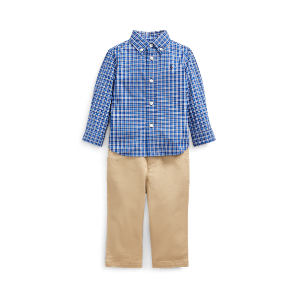 Conjunto de pantal&oacute;n, cintur&oacute;n y camisa de cuadros Baby Boy en 1