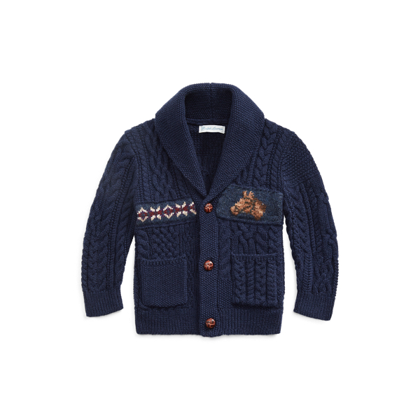 Patchwork Wool Cotton Cardigan for Baby Boy Ralph Lauren PA