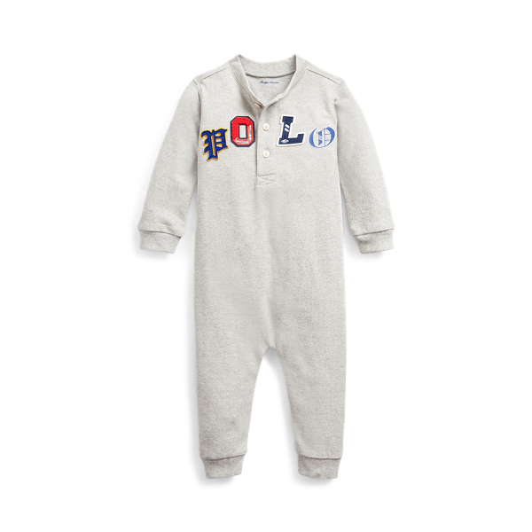 Cotton Mesh Henley Coverall Baby Boy in 1