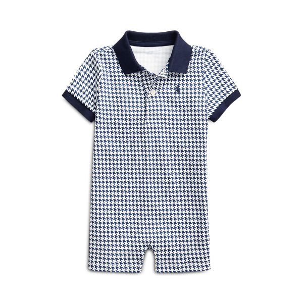 Houndstooth Cotton Shortall Baby Boy em 1