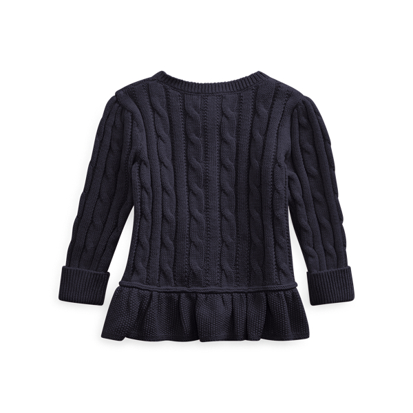 Navy Peplum Cable Cotton Cardigan Baby Girl 2
