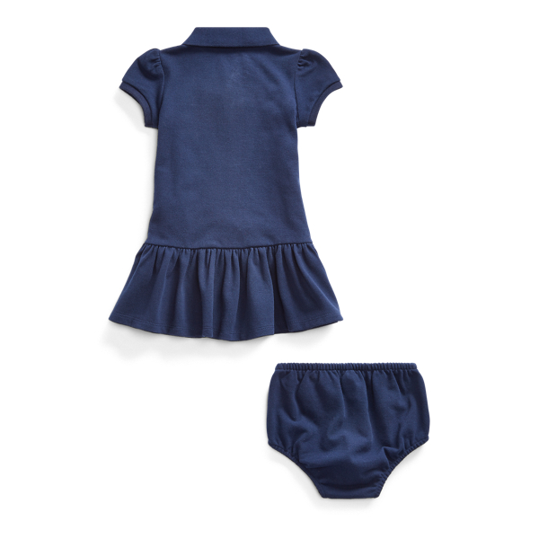 Refined Navy School Bear Piqu&eacute; Dress Baby Girl 2