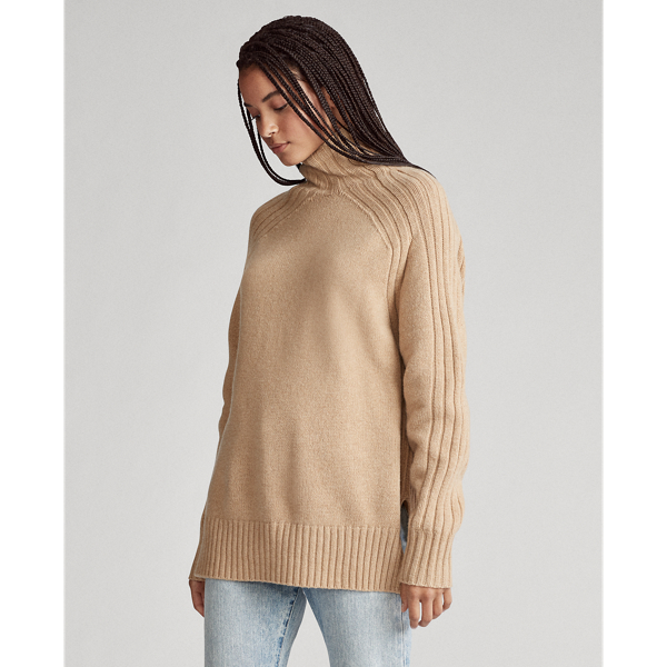 Camel Melange Ribbed Turtleneck Jumper Polo Ralph Lauren 4