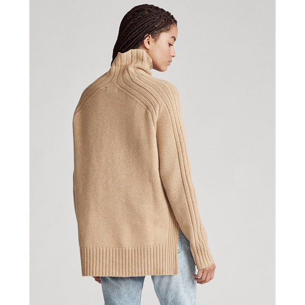 Camel Melange Ribbed Turtleneck Jumper Polo Ralph Lauren 5