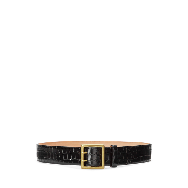 Crocodile-Stamped Leather Belt Polo Ralph Lauren 1