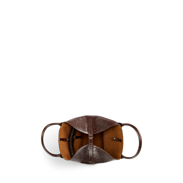 Chocolate Embossed Medium Bellport Tote Polo Ralph Lauren 5